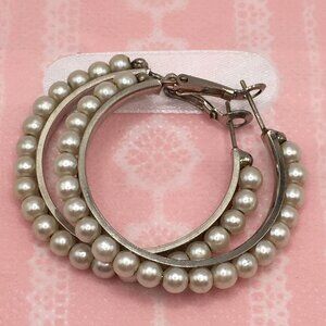 Vintage Multi Pearl Hoop Earrings